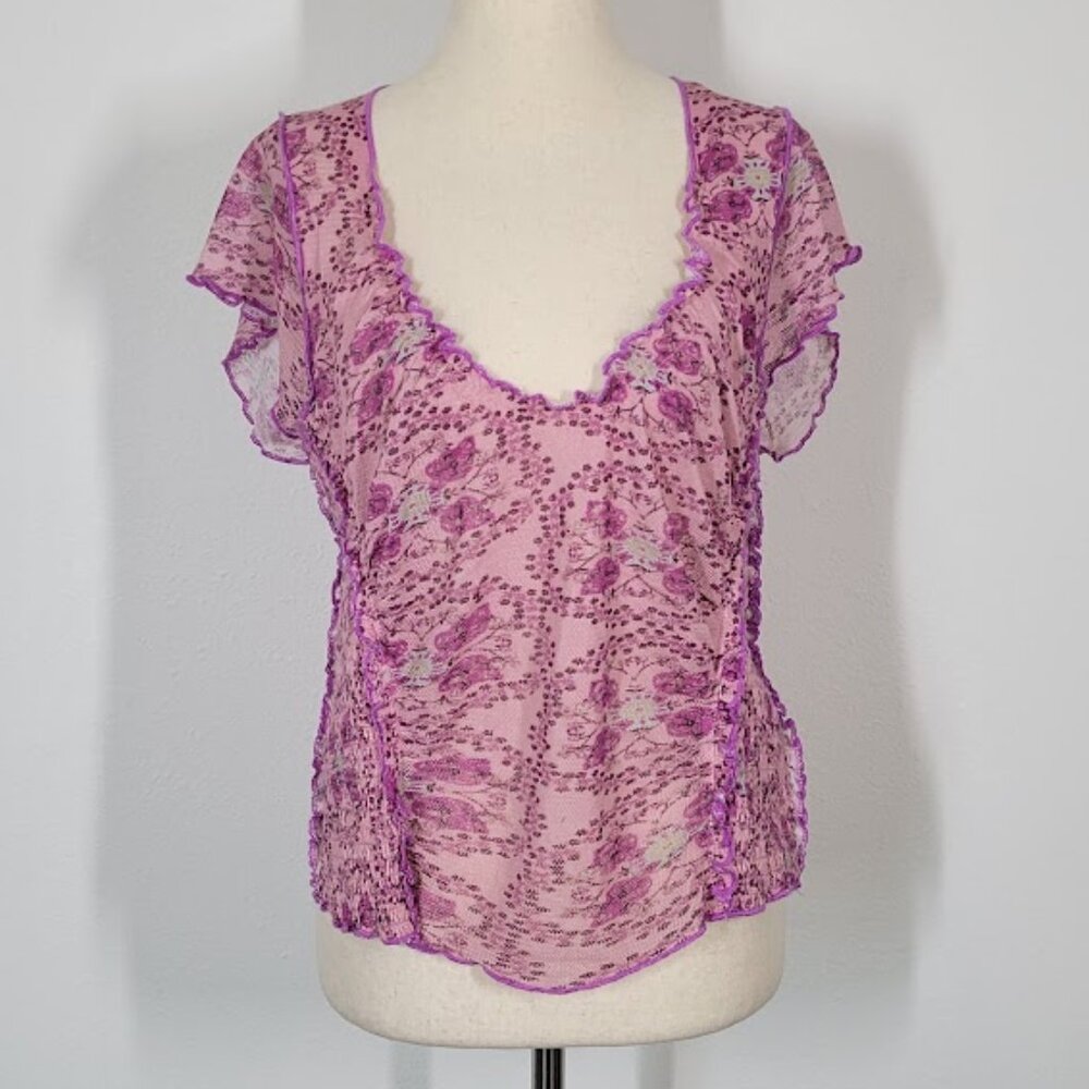 FREE PEOPLE Oh my baby tee top Sz L NEW - Picture 2 of 9